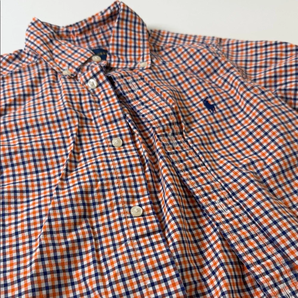 Ralph Lauren Orange‎ and Blue Plaid Button-Up Shirt